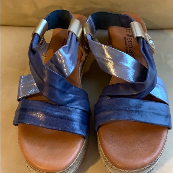 Millennials leather platform espadrille sandals - Picture 2 of 6